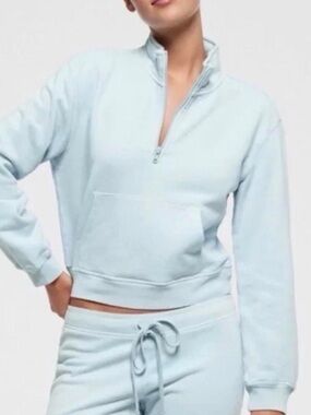 SKIMS Light Blue Cropped Quarter-Zip Hoodie